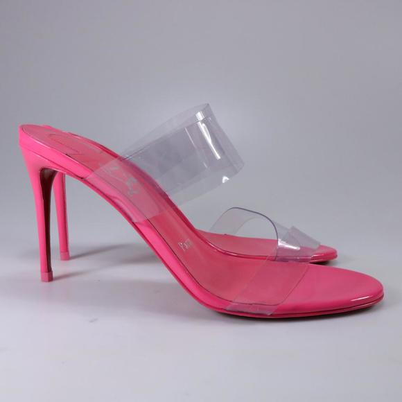 Just Nothing Pink Magnifique PVC Clear 85mm Patent Clear Mules d286 - Picture 3 of 11